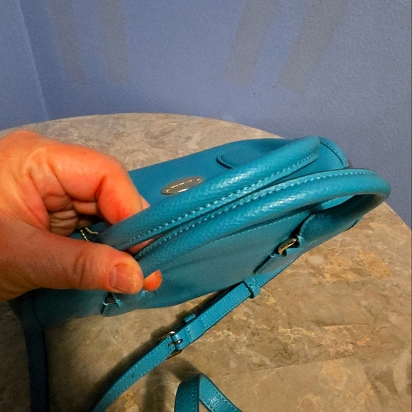 Coach Bennett Teal Pebbled Leather Crossbody Satchel - Picture 8 of 11